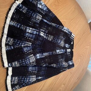 Prada Black and White A-Line Midi Skirt